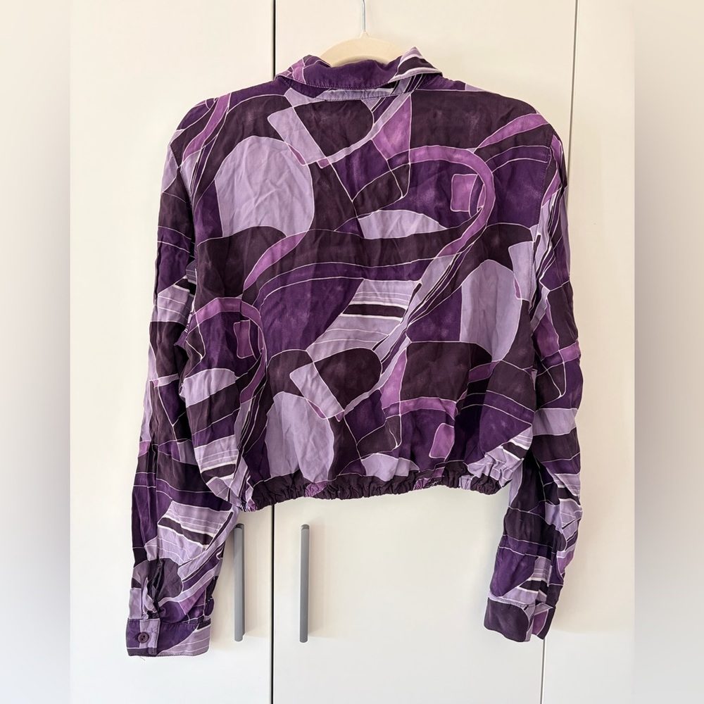 Upcycled vintage 80s Abstract Button-Down Crop Shirt ♻️ - Picture 5 of 6